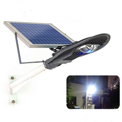 Stalp iluminat exterior cu panou solar proiector LED 30W si suport prindere CClamp CL-330 foto