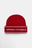 Armani Exchange pălărie din amestec de l&acirc;nă culoarea roșu, XM001551 AF13776