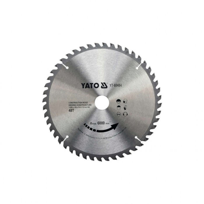 Disc circular lemn, 250 x 30 x 2.4 mm, 48 dinți Yato YT-60484