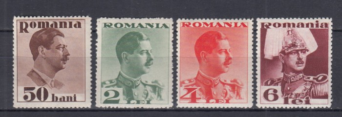 ROMANIA 1934 LP 108 REGELE CAROL II FARA POSTA UZUALE SERIE MNH