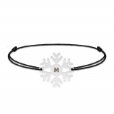 Little Snowflake - Bratara snur personalizata fulg si litera din argint 925