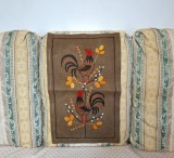 Peretar Vintage din bumbac cu cusatura manuala- Cocosi