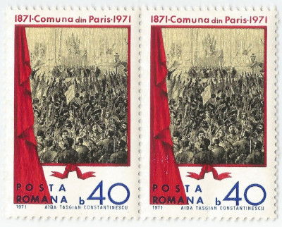 Romania, LP 757/1971, Centenarul Comunei din Paris, pereche, MNH foto