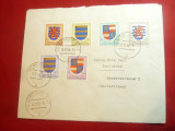 Plic special francat cu serie Blazoane 1957 Luxemburg ,6 val. stampilate
