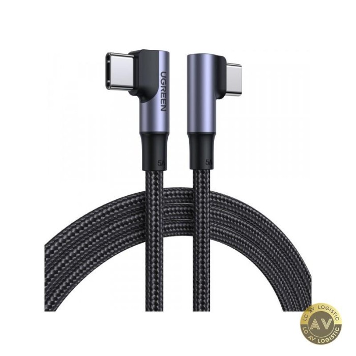 Cablu Date si Incarcare USB-C - USB-C UGREEN US335 Angled 100W 1m Negru