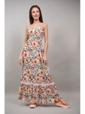 ROCHIE BOHO CHIC LUNGA FLORALA CU BRETELE SUBTIRI BEINETTE Roz S-M
