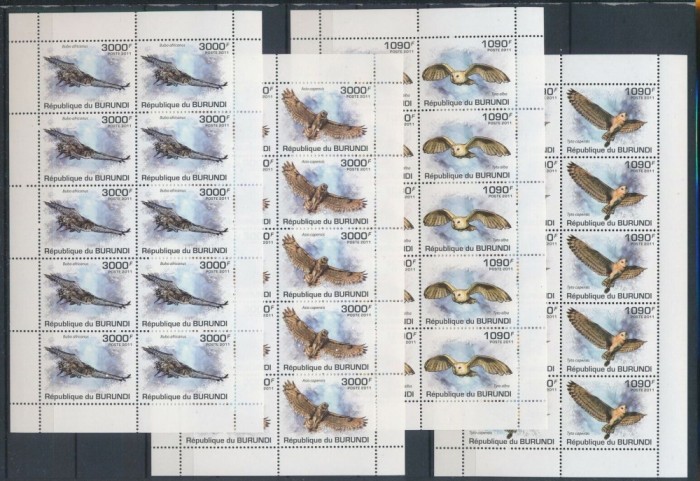 235-BURUNDI 2011-vulturi-patru minicoli de cate 10 timbre nestampilate MNH