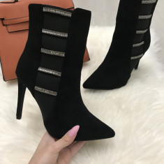 Cizme botine dama negre cu toc marime 40, 41+CADOU