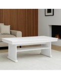 Masuta cafea cu raft depozitare VML2, PAL, insertii MDF, 125x65x53 cm, Alb Antichizat