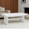 Masuta cafea cu raft depozitare VML2, PAL, insertii MDF, 125x65x53 cm, Alb Antichizat