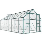 Outsunny Seră din Aluminiu, Seră de Grădină din Policarbonat pentru Plante, Legume, Fructe, 244x500x216 cm, Transparentă | Aosom Romania