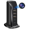 Camera Spion in Statie de Incarcare iUni IP91, Wi-Fi, Full HD, Senzor de miscare, 20W, 2 porturi Type-C, 3 porturi USB-A