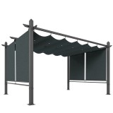 Outsunny Pergolă 3 x 4 m copertină pentru terasă cu acoperiș glisant, rulouri retractabile automat, protecție UV50+, cadru din aluminiu | Aosom Romani
