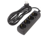 Prelungitor Schuko 4 Prize PVC Negru 3x1,5mm2