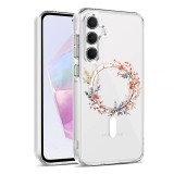 Husa pentru samsung galaxy a55 5g, atasare magnetica, magsafe, pink wreath 11, clear