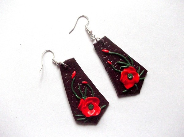 cercei fimo cu maci 40711