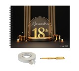 Set Album foto / GuestBook pentru aniversare sau majorat, model 7, personalizabil, A4 landscape, pix si dubluadeziv inclus, 3 piese, accesoriu nunta