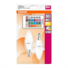 Set 2 becuri LED Osram 4.5W E14 B40 2700K lumina RGB 470 lumeni A++ foto