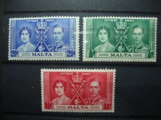 MALTA 1937 SERIE INCORONAREA GEORGE VI MH