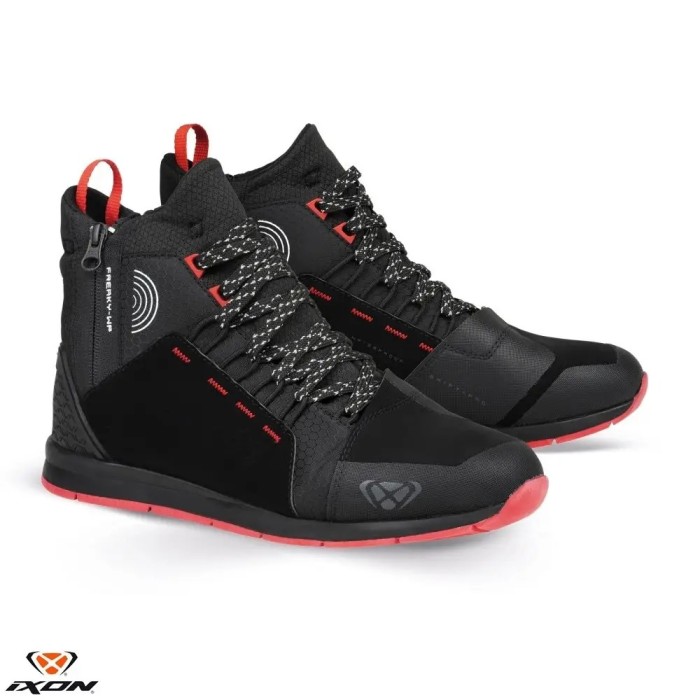Ghete pentru scuter - motocicleta Urban barbati All Season Ixon model Freaky WP MS culoare: negru/rosu/alb (100% waterproof) 46