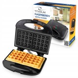 Aparat de facut vafe Raspberry, Titanium, 750W, Negru