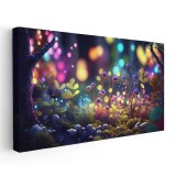 Tablou cu ciuperci, plante, in padure, multicolor 1732 Tablou canvas pe panza CU RAMA 60x120 cm