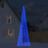 Lumina brad de Craciun pe catarg 1534 LED-uri albastru 500 cm GartenMobel Dekor