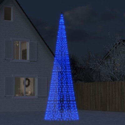 Pom de Crăciun LED pe st&amp;acirc;lp 1534 LED-uri Albastru 500 cm foto