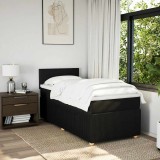 VidaXL Pat box spring cu saltea, negru, 90x190 cm, textil