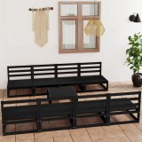 Gossi set mobilier de gradina, 9 piese, negru, lemn masiv de pin