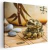 Tablou canvas statueta broasca Feng Shui de aur, auriu, maro 1283 Tablou canvas pe panza CU RAMA 60x80 cm