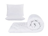 Set pilota alba 180x200 cm cu 2 perne matlasate 50x70 cm