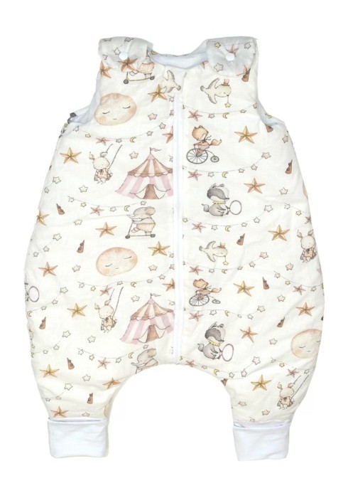 Sac de dormit cu picioare, bumbac 2.5 Tog, Circ Roz, S, 6-24 luni