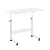 Masă Birou Laptop Reglabila Pe Inaltime 80x40 cm Alb, Cadru Otel, Blat MDF, Roti Blocabile, Ergonomic