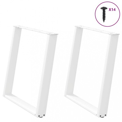 Gossi picioare de masa in forma de u 2 buc alb 80x(72-73) cm otel foto