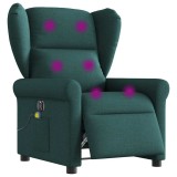 vidaXL Fotoliu electric de masaj rabatabil, verde &icirc;nchis, textil