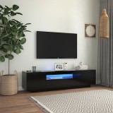 vidaXL Comodă TV cu lumini LED, negru, 160x35x40 cm