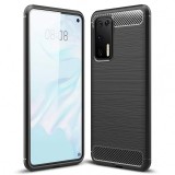 Husa TPU OEM Carbon pentru Huawei P40, Neagra