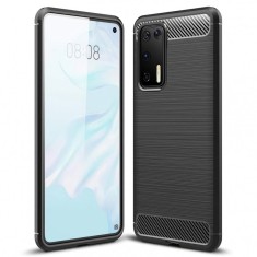Husa TPU OEM Carbon pentru Huawei P40, Neagra