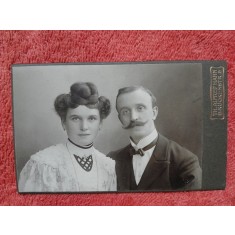 Fotografie tip CDV, sot si sotie, inceput de secol XX