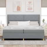 VidaXL Pat cu arcuri cu saltea Gri deschis 200 x 200 cm țesătură