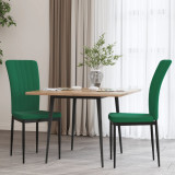 VidaXL Scaune de sufragerie, 2 buc., verde &icirc;nchis, catifea 326095