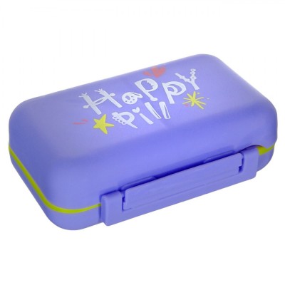 Cutie Depozitare Pastile, Model Happy Pill, Plastic, Dimensiuni 10x7x3cm, Compartimente Multiple foto