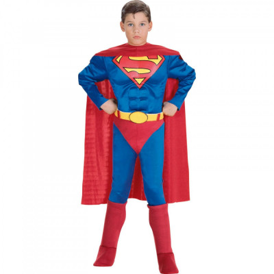 Costum cu muschi Superman Deluxe pentru baieti 125-135 cm 5-7 ani foto