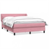 VidaXL Pat box spring cu saltea, roz, 140x210 cm, catifea
