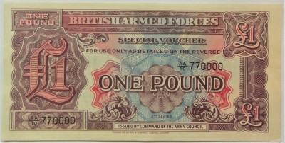 BANCNOTA MILITARA 1 POUND - MAREA BRITANIE, anul 1948 *cod 747 B SERIE SPECIALA foto