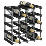 VidaXL Suport de vinuri, 20 sticle, negru, lemn masiv de pin