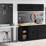 VidaXL Dulapuri de garaj 2 buc Lemn negru prelucrat
