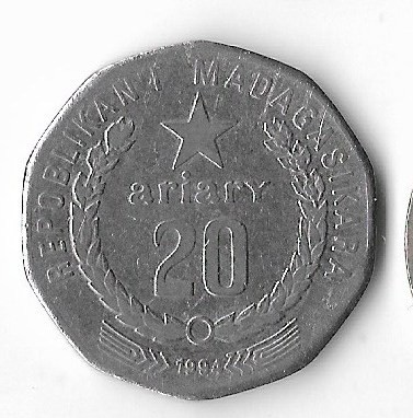 Moneda 20 ariary 1994, FAO - Madagascar