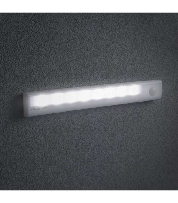 Lumina LED pentru mobilier 4x AAA cu senzor de miscare PIR infrarosu si iluminare 235x30x21mm Phenom